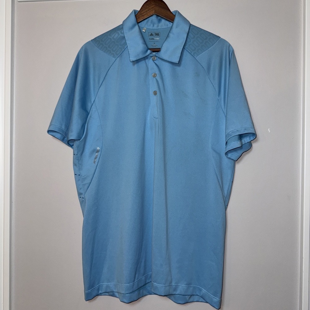 Adidas Golf Climacool Men SZ M‎ BLUE Polo Shirt EUC Performance Modern Formotion